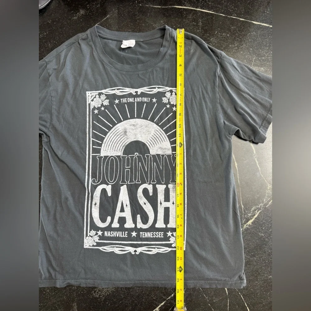 LetLuv SMALL Washed Black Johnny Cash Graphic Tee - Picture 5 of 7
